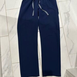 Figs Women's Navy Blue Pants with Gray Drawstring